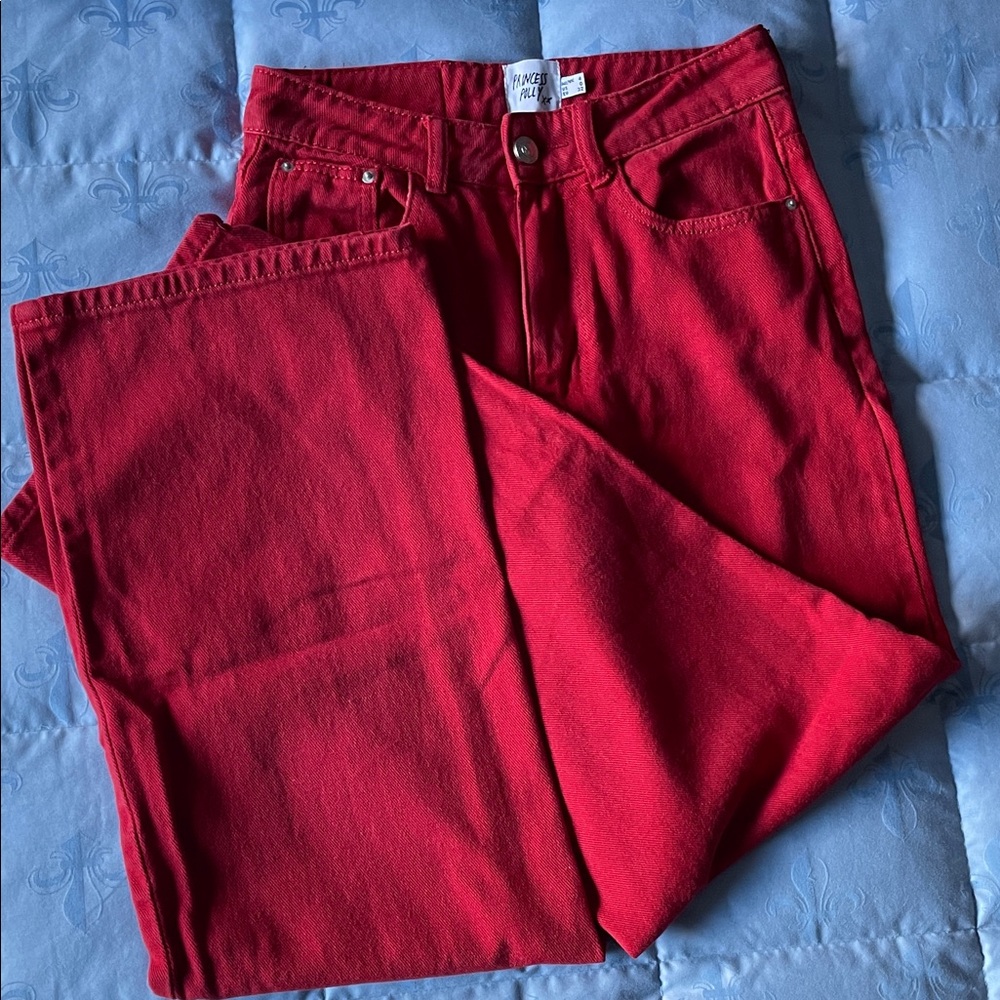 Princess Polly Wide Leg Jeans in Vivid Red